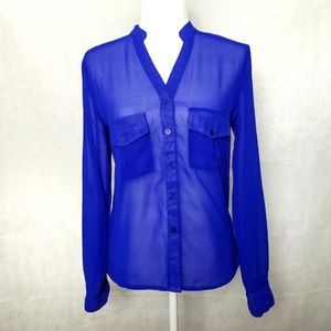 Sheer royal blue blouse